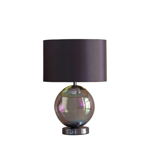 19" Iridescent Glass Globe Table Lamp With Gray Classic Drum Shade N270-468730