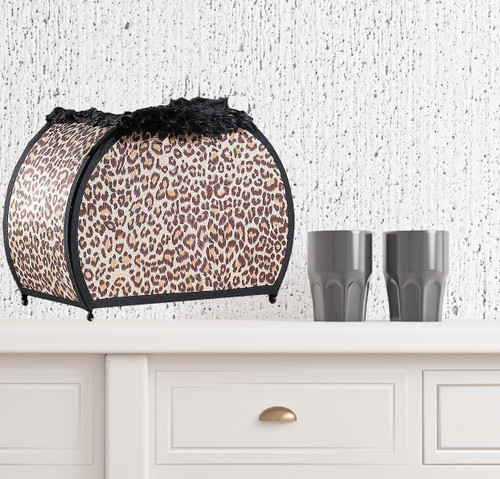 12" Brown and White Funky Leopard Pattern Novelty Table Lamp N270-524255