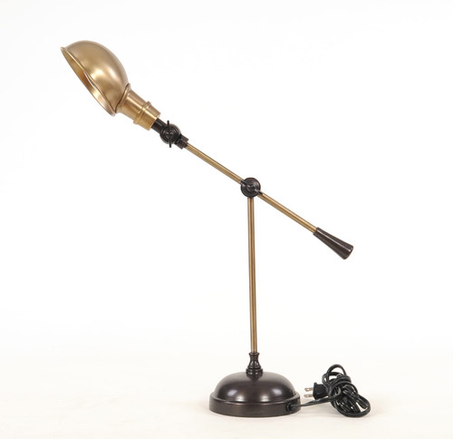 20" Black Metal Adjustable Desk Table Lamp With Gold Bowl Shade N270-364214
