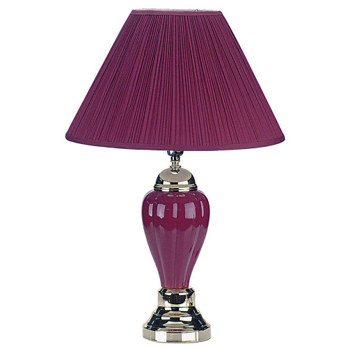 27" Silver Ceramic Bedside Table Lamp With Magenta Empire Shade N270-468437