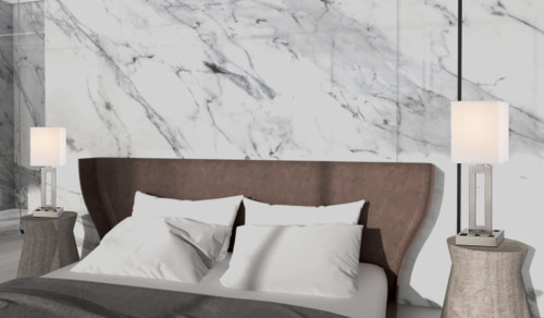 24" Nickel Metal Desk Usb Table Lamp With White Drum Shade N270-524763