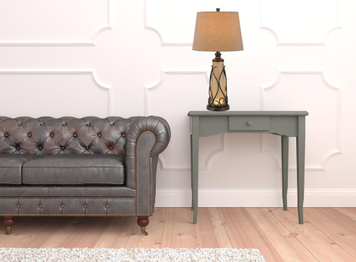 30" Brown Metal Two Light Table Lamp With Brown Empire Shade N270-524690