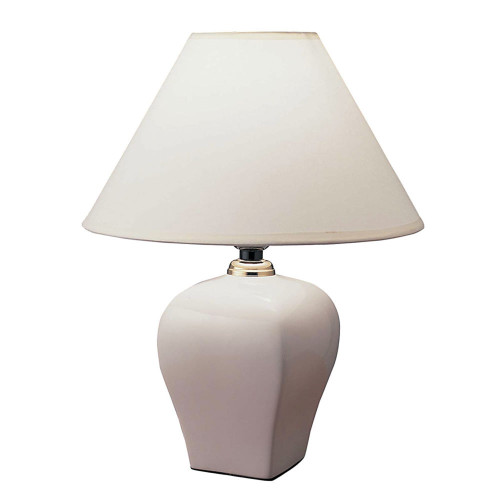 13" White Ceramic Bedside Table Lamp With Off-White Shade N270-468519