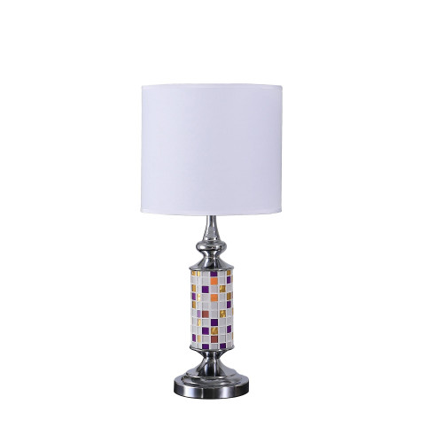 24" Silver Bedside Table Lamp With White Drum Shade N270-468780