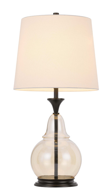 28" Clear Metal Table Lamp With White Empire Shade N270-524721