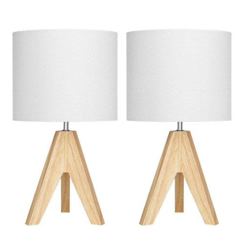 Set of 2 - Scandinavian Style Tripod Desk Lamp with White Linen Drum Shade Q280-SRYSG985223