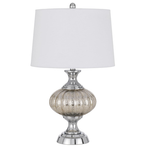 27" Silver Metallic Metal Table Lamp With White Empire Shade N270-524730