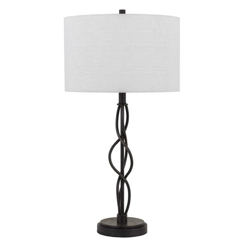 30" Black Metal Candlestick Table Lamp With Off White Drum Shade N270-524701