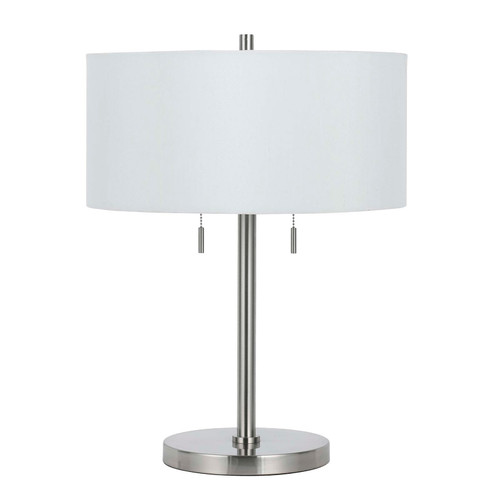 24" Nickel Metal Two Light Table Lamp With White Empire Shade N270-524693