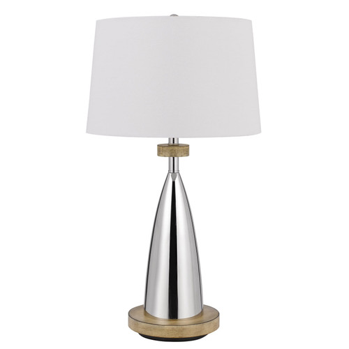 31" Brown Metal Geometric USB Table Lamp With White Empire Shade N270-524742