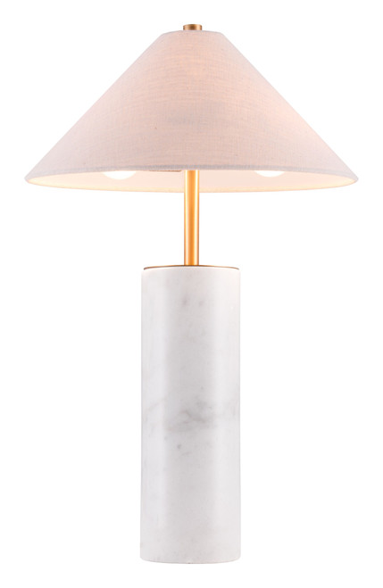 55" White Metal Bedside Table Lamp With Beige Empire Shade N270-391864
