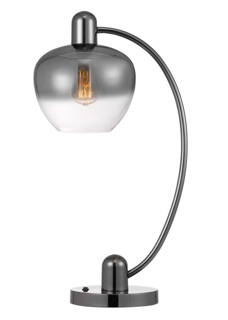 27" Gunmetal Metal Table Lamp With Silver Metallic Globe Shade N270-524724