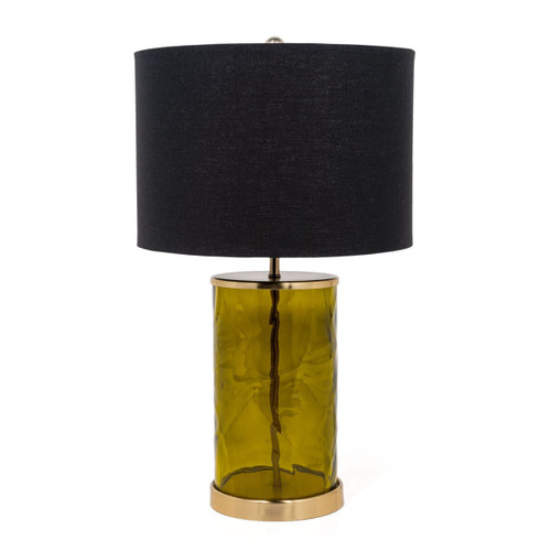 22" Green Glass LED Table Lamp With Black Drum Shade N270-528692