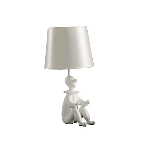 21" White Bedside Table Lamp With Silver Empire Shade N270-468743