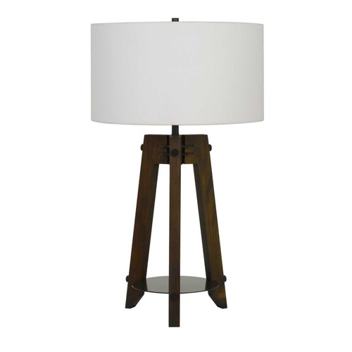 32" Brown Metal Tripod Table Lamp With Off White Drum Shade N270-524779