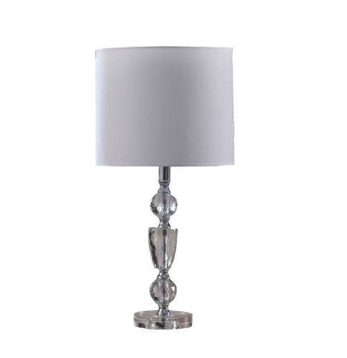 24" Clear Cut Faux Crystal Glam Table Lamp With White Classic Drum Shade N270-461346