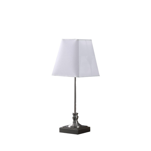 19" Silver Bedside Table Lamp With White Empire Shade N270-468808