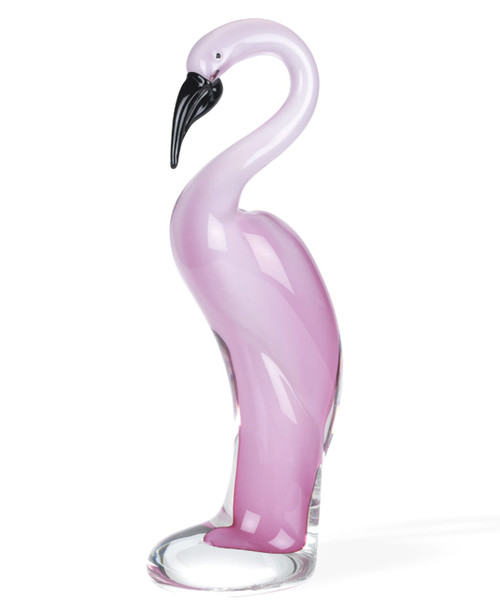 15" Pink Murano Glass Flamingo Figurine Tabletop Sculpture N270-376109