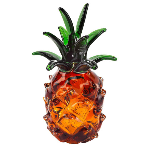 9" Orange Murano Glass Pineapple Statue Tabletop Sculpture N270-376132