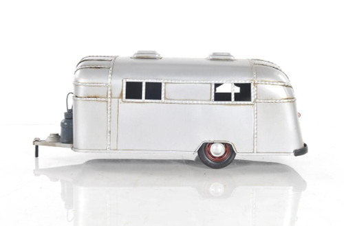 6" Silver Metal Silver Camping Trailer Truck Hand Painted Decorative Truck N270-402235