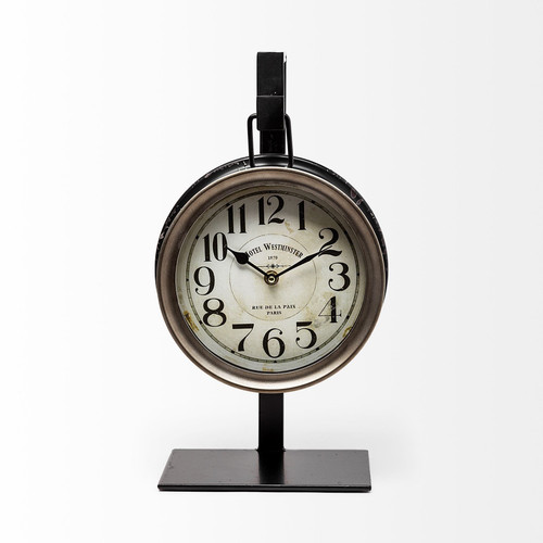 Metallic Brown Metal Hanging Desk Table Clock N270-376235