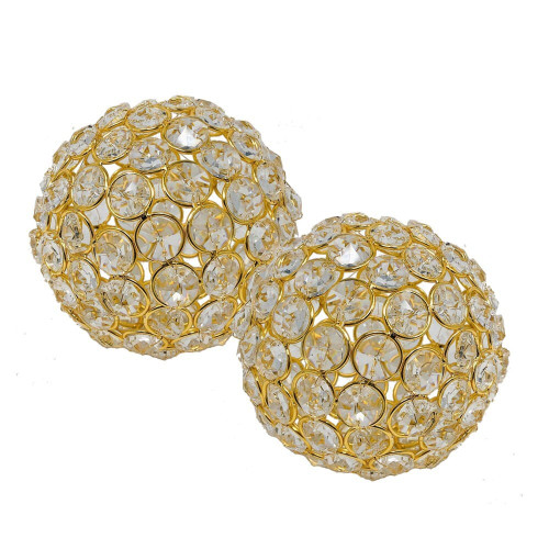Set Of 2  4" Polished Spheres In Brilliant Shiny Luster Finished And Golden Frame N270-383756