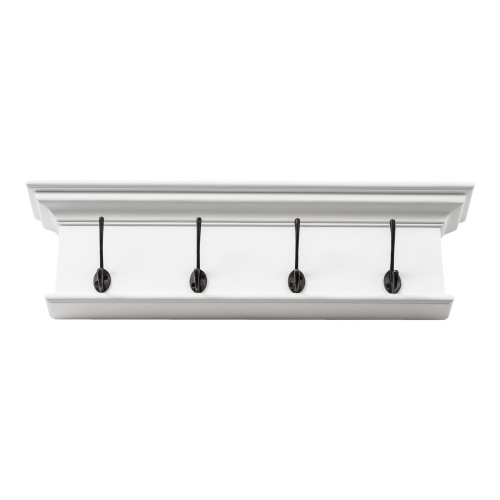 28" Classic White Wood Four Hook Hanging Coat Rack N270-397661