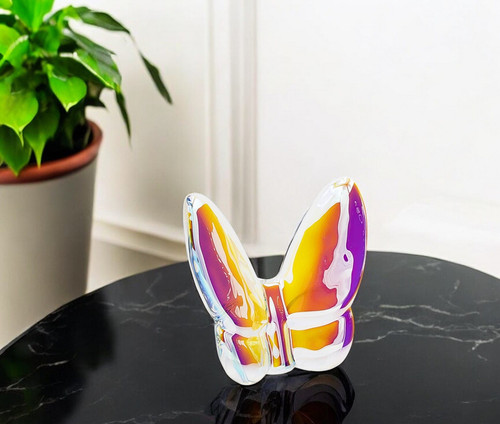 3" Purple and Orange Crystal Butterfly Figurine Tabletop Sculpture N270-554008