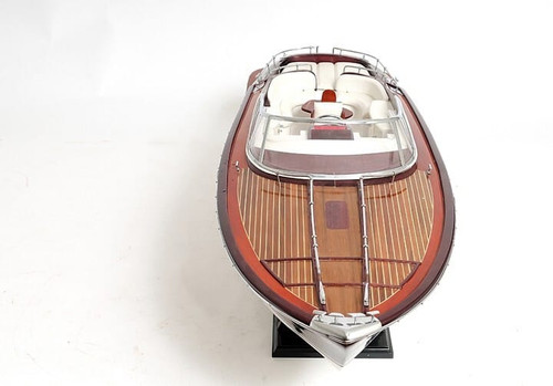 11" Black and White Riva Luxury Yacht Hand Painted Decorative Boat N270-401948