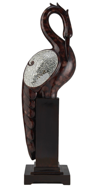 27" Marbleized Cherry Brown Polyresin Crane Figurine Sculpture N270-468285