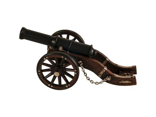 3" Brown and Black Metal Louis XIV Cannon Hand Painted Sculpture N270-402236