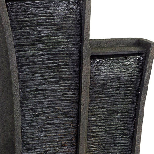 41" Grey Polyresin Tower Indoor Outdoor Tabletop Fountain N270-468296