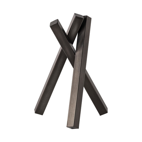 12" Gunmetal Gray Metal Abstract Geometric Tabletop Sculpture N270-392478