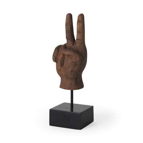 Dark Brown Wooden Peace Sign Decor Piece N270-392482