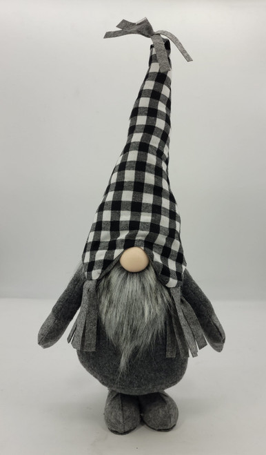 Black and White Buffalo Plaid Standing Gnome N270-402542