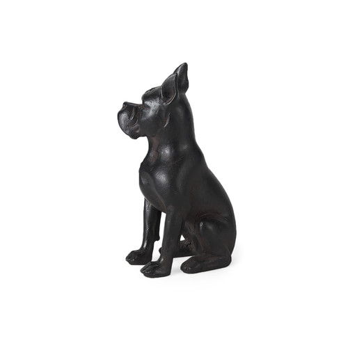 Black Resin Boxer Dog Shaped Decor Piece N270-392391