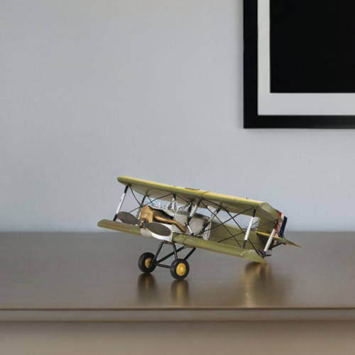 6" Yellow and Green Metal Hand Painted Model Airplane N270-489430