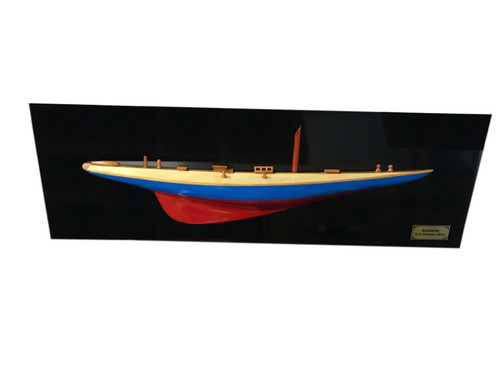 12" Blue and Red Rainbow Half-Hull Hand Painted Decorative Boat N270-401898
