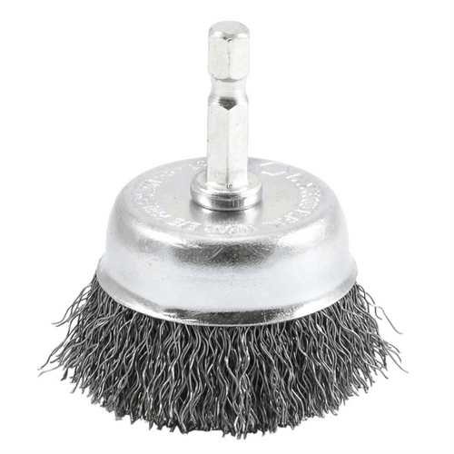 Forney Industries Cup Brush, Crimped, 2 in x .012 in x 1/4 in Hex Shank T398-FOR72729