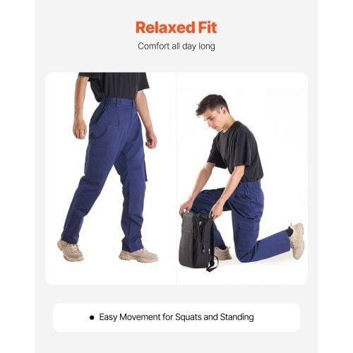 FR Pants for Men, 9 oz 100% Cotton, Flame-Resistant Cargo Pants with Multi-Pockets and Elastic Wais E415-HJZRKZCMSLSXX4Y1T001V0