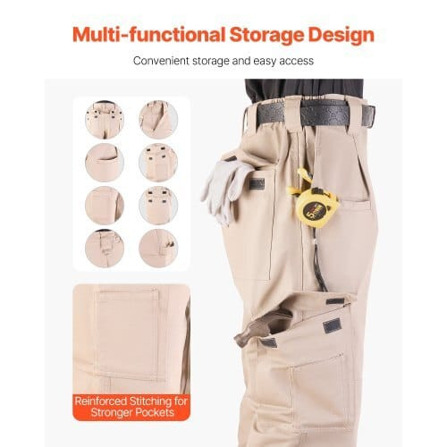 FR Pants for Men, 9 oz 100% Cotton, Flame-Resistant Cargo Pants with Multi-Pockets and Elastic Wais E415-HJZRKZCMKQSX693SZ001V0