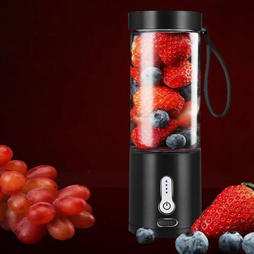 Portable Travel Electric Juicer Cup Blender with 6 Blades Large Capacity Fruit Juice Mixer Black K484-FQZHE_KAF7AHNA