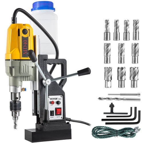 Magnetic Drill, 1100W 1.57" Boring Diameter, 2697lbf/12000N Portable Electric Mag Drill Press with  E415-JBLJ11PCS110VBD11V1