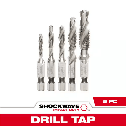 Milwaukee Tool 5 Pc SHOCKWAVE Impact Metric Drill and Tap Bit Set T398-MLW48-89-4875