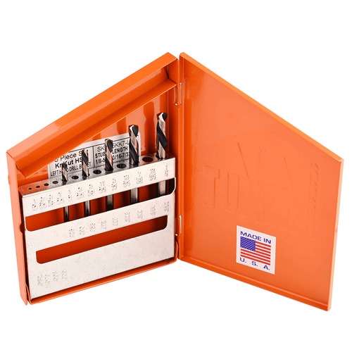 KnKut 5 Piece Left Hand Short Stubby Length Drill Bit Set T398-KNK5KK7-LH