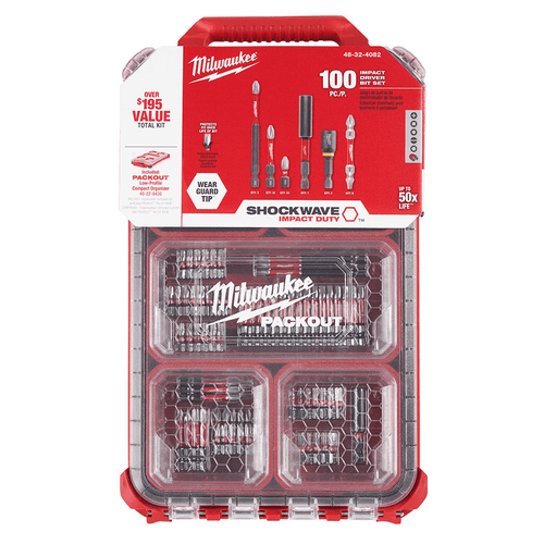 Milwaukee Tool SHOCKWAVE Impact Duty Driver Bit PACKOUT Set - 100PC T398-MLW48-32-4082