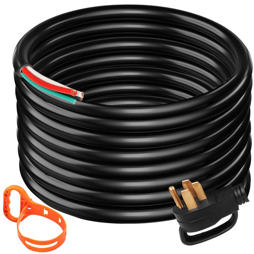 30' 50A RV Camp Power Cord Generator Cord 6/3 + 8/1 AWG NEMA 14-50P to Bare Wire E415-FDJYCX30FTX50AWCZV1