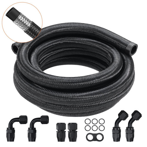  10AN Fuel Line Kit, 10 FT Fuel Hose Kit, 0.55" Nylon Stainless Steel Braided Fuel Line Oil/Gas/Die E415-QCYYRYRG7G200XFFSV0