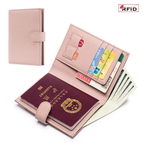 Color: dark blue - Genuine Leather RFID Travel Passport Cover Case Wallet Bag Card Holder Cowhide C F640-12000041235217286
