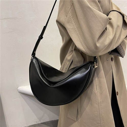 Unique Crescent Shape Design Hip-hop Style Crossbody Bag - Black A392-fhbg0363